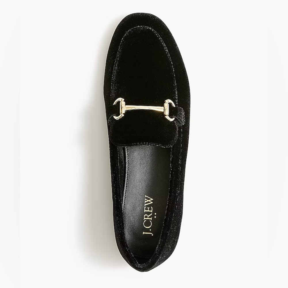 *NIB* J. Crew Velvet Bit Slip-On Loafers / Flats in Black